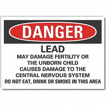 LYLE Lead Hazard Danger Rflct Lbl 5inx7in, 64PH40