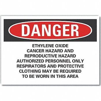 LYLE Ethylene Oxide Danger Rflct Lbl 10x14in, 64PH74