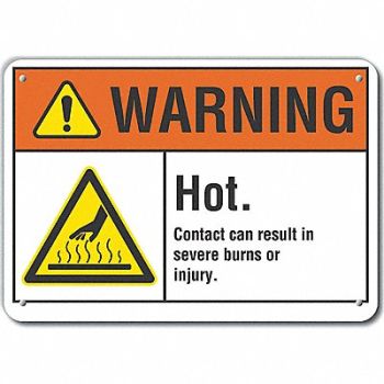 LYLE Rflctv Hot Surface Warning Sign 10x14in, 64PH96