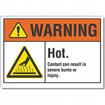 LYLE Hot Surface Warning Rflctv Label 5inx7in, 64PJ01