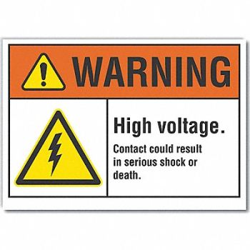 LYLE High Voltage Warning Rflct Lbl 5inx7in, 64PJ37