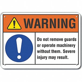 LYLE Machine Guards Warn Sign 10x14in Plastic, 64RV40