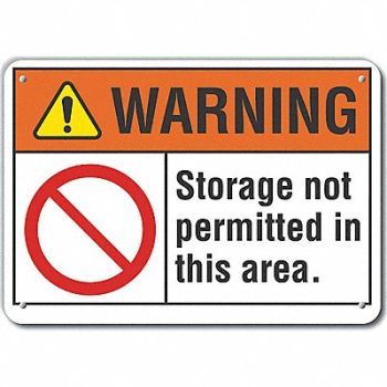 LYLE Plastic No Storage Warning Sign 10x14in, 64RV44