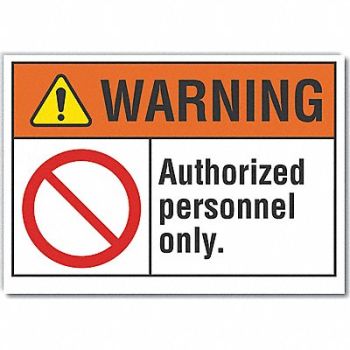 LYLE Auth Person Warning Label 5inx7in, 64PJ97