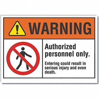 LYLE Auth Person Warning Label 5inx7in, 64PK10