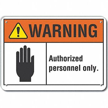 LYLE Alum Auth Personnel Warn Sign 10x14in, 64PK24