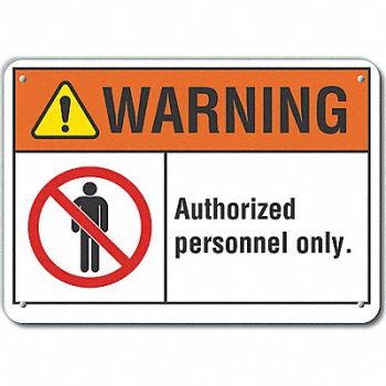 LYLE Rflct Auth Person Warn Sign 10x14in Alum, 64PK42