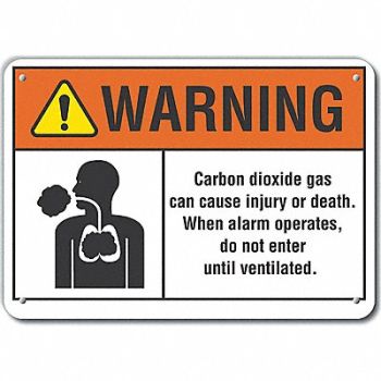 LYLE Rflctv Carbon Dioxide Warn Sign 10x14in, 64PK66