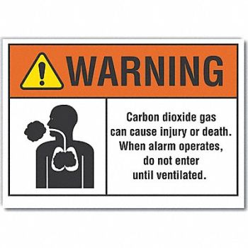 LYLE Carbon Dioxide Warning Rflct Lbl 5x7in, 64PK70