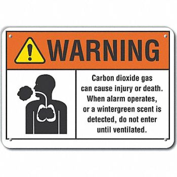 LYLE Rflct Carbon Dioxide Warn Sign 10x14in, 64PK78