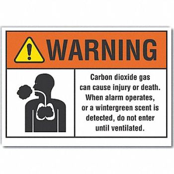 LYLE Carbon Dioxide Warning Rflct Lbl 5x7in, 64PK82
