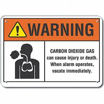 LYLE Rflctv Carbon Dioxide Warn Sign 10x14in, 64PK90