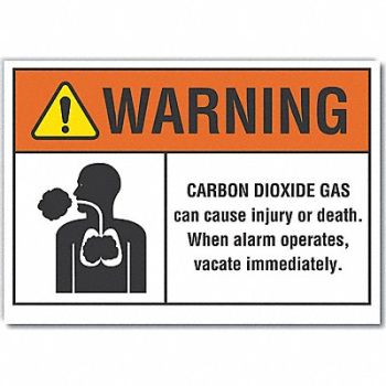 LYLE Carbon Dioxide Warning Rflctv Labl 5x7in, 64PK94