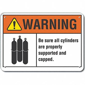 LYLE Alum Cylinder Handling Warn Sign 7x10in, 64PK95