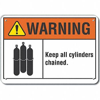 LYLE Alum Cylinder Handling Warn Sign 10x14in, 64PL09