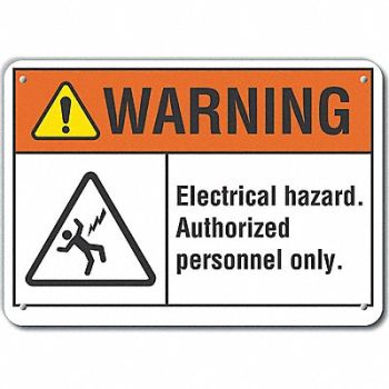 LYLE Rflct Elec Hzrd Warn Sign 10x14in Alum, 64PL39