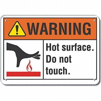 LYLE Rflctv Hot Surface Warning Sign 10x14in, 64PL63