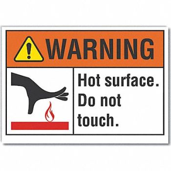 LYLE Hot Surface Warning Rflctv Label 5inx7in, 64PL67