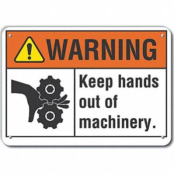LYLE Plstc Keep Hands Clear Warn Sign 10x14in, 64RV76
