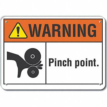 LYLE Rflct Pinch Point Warn Sign 10x14in Alum, 64PL99