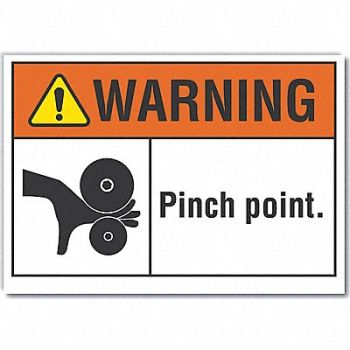 LYLE Pinch Point Warning Rflctv Label 5inx7in, 64PM04