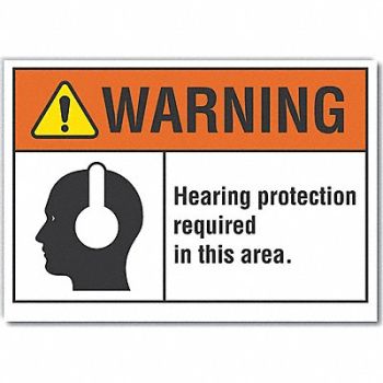 LYLE Hearing Warning Rflct Label 5inx7in, 64PM28
