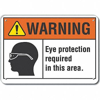 LYLE Rflctv Eye Warning Sign 10x14in Aluminum, 64PM36