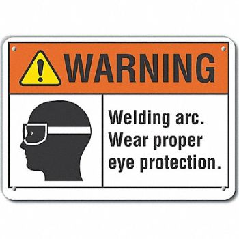 LYLE Rflctv Eye Warning Sign 10x14in Aluminum, 64PM48