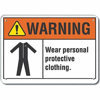 LYLE Rflctv Ppe Warning Sign 10x14in Aluminum, 64PM60