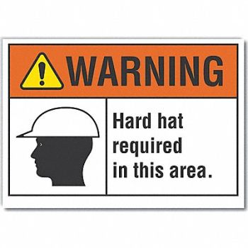 LYLE Hard Hat Warning Rflct Label 5inx7in, 64PM76
