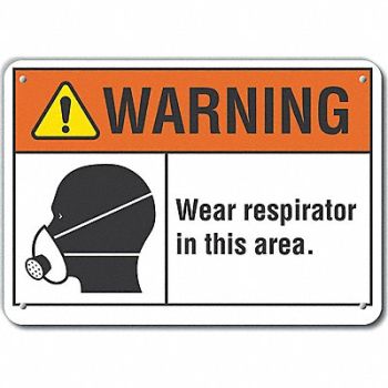 LYLE Rflctv Respirator Reqd Warn Sign 10x14in, 64PM84