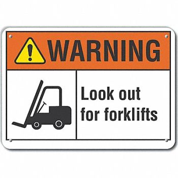 LYLE Rflctv Lift Truck Trfc Warn Sign 10x14in, 64PM96