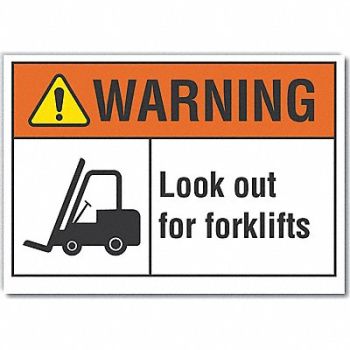 LYLE Lift Truck Trfc Warning RflctvLbl 5x7in, 64PN01
