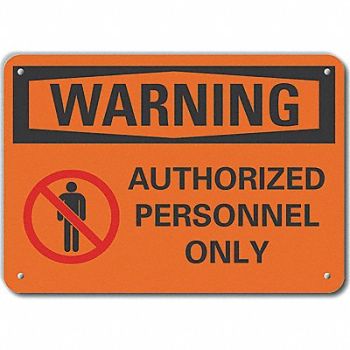 LYLE Rflct Auth Person Warn Sign 10x14in Alum, 64PN57