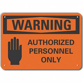 LYLE Rflct Auth Person Warn Sign 10x14in Alum, 64PN69