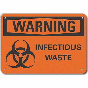 LYLE Rflctv Infectious Waste WarnSign 10x14in, 64PP06
