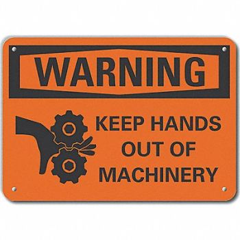 LYLE Rflct Keep Hands Clear Warn Sign 10x14in, 64PP78