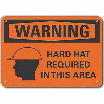 LYLE Rflctv Hard Hat Warn Sign 10x14in Alum, 64PR51