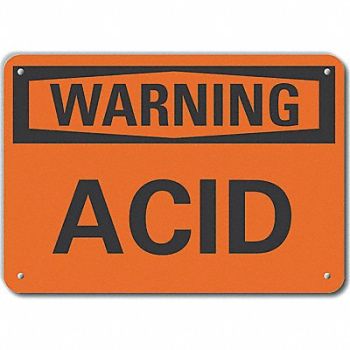 LYLE Plastic Acid Warn Sign 10x14in Plastic, 64RW41