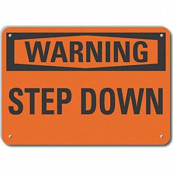 LYLE Rflct Steps Warning Sign 10x14in Alum, 64PR87