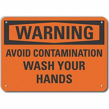 LYLE Rflct Wash Hnd Warning Sign 10x14in Alum, 64PW54
