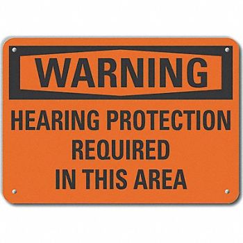 LYLE Rflct Hearing Warning Sign 10x14in Alum, 64PX51