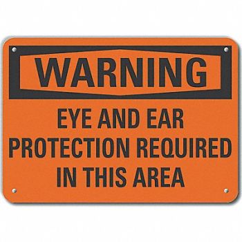 LYLE Rflctv Eye Ear Warning Sign 10x14in Alum, 64PY36