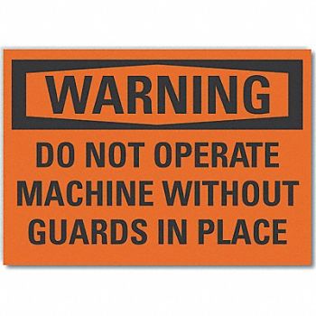LYLE Machine Guards Warning Rflctv Labl 5x7in, 64PY88