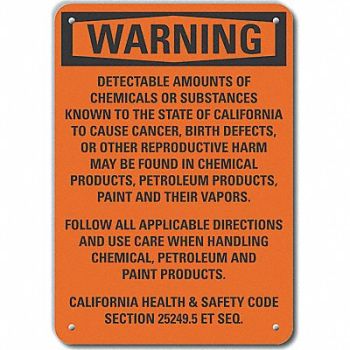 LYLE Rflct Chemicals Warn Sign 10x14in Alum, 64PZ33