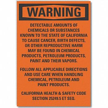 LYLE Chemicals Warning Rflct Label 5inx7in, 64PZ37