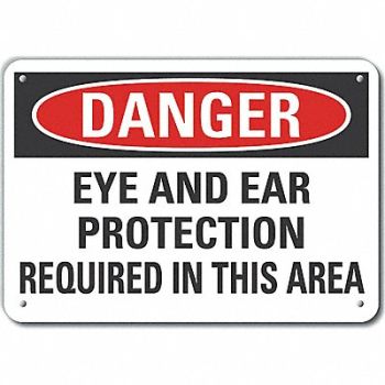 LYLE Rflct Eye Ear Danger Sign 7x10in Alum, 64RD34