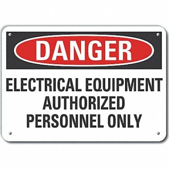 LYLE Rflct ElecEquip Danger Sign 10x14in Alum, 64NU96