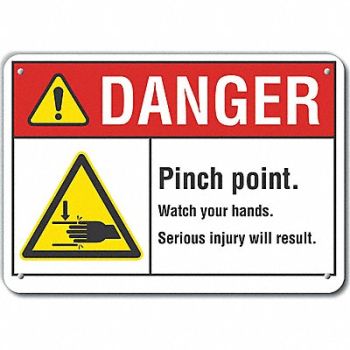 LYLE Pinch Point Danger Sign 10x14in Plastic, 64RE53