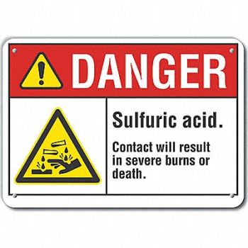 LYLE Sulfuric Acid Danger Sign 10x14in Plstc, 64RE57
